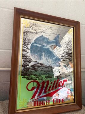 Miller High Life Framed Wall Poster - Blue and white